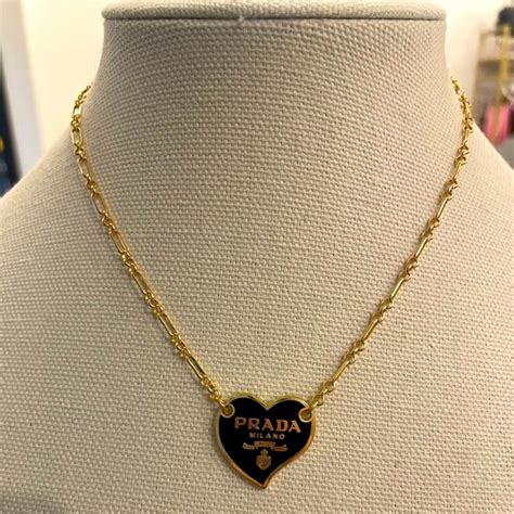 prada heart chain necklace|authentic Prada heart necklace.